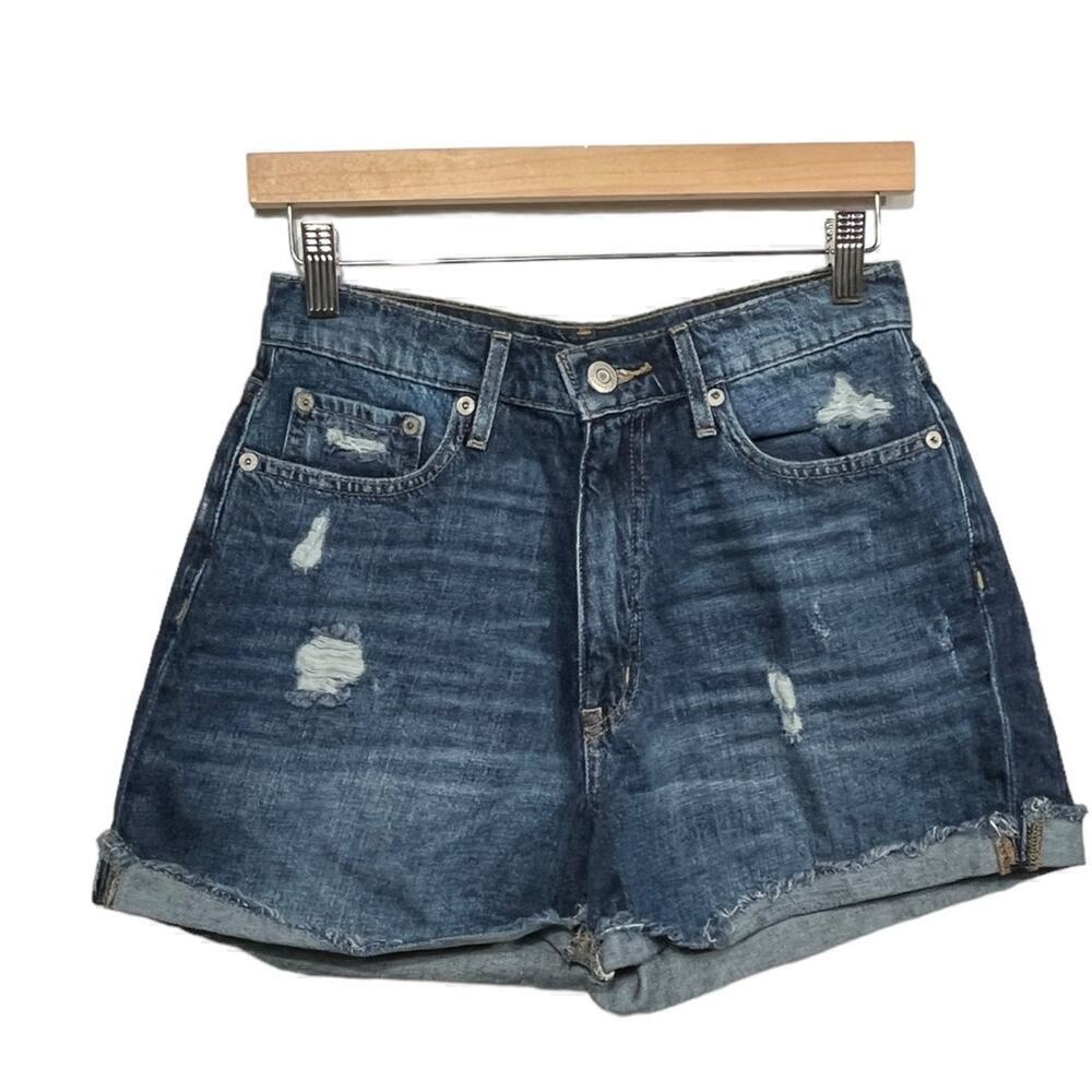 Aero Women’s High Rise Curvy Mom Shorts Blue Jeans Shorts / Size-6